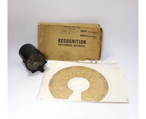 A WWII Air Ministry altimeter model XIV B and a War & Navy Department aircraft recognition pictorial manualThere is scuffing 