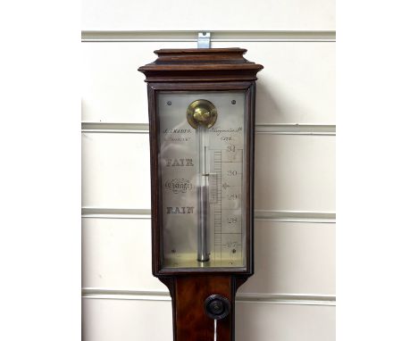 A George III mahogany stick barometer, by T. Amadio, height 94cm