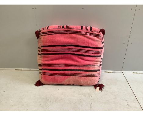 A Moroccan flatweave pouffe, width 80cm