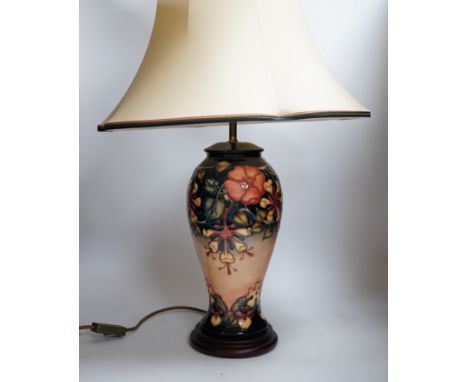 A large Moorcroft 'Oberon' pattern table lamp, 69cm high Good condition.