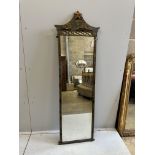 An early 20th century chinoiserie lacquer robing mirror, width 50cm, height 153cm