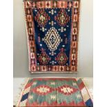 Two Kilim polychrome flatweave rugs, larger approx. 200 x 160cm
