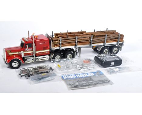 A highly detailed Tamiya 1/14 scale RC Radio Control scratch built model kit No. 56301 ' King Hauler Tractor Truck '. The han