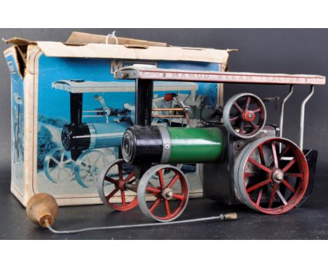 An original vintage Mamod live steam model ' Steam Tractor TE1A ' Traction Engine. A green and red model of liquid fuel examp