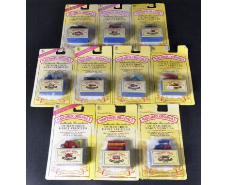 A collection of x10 Limited Edition Moko Lesney Matchbox re-issue diecast carded models. Examples to include; No. 9 Fire Engi