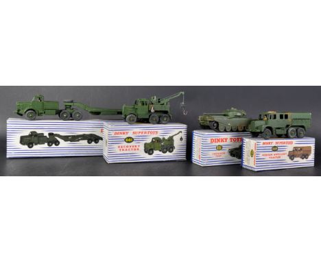 A collection of x4 Dinky Supertoys boxed Military interest diecast models comprising; 660 Tank Transporter, 661 Recovery Trac