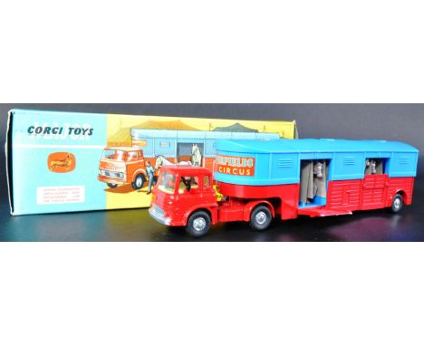 An original vintage Corgi Major Toys boxed diecast model No. 1130 Circus Horse Transporter with Horses. The model appearing i