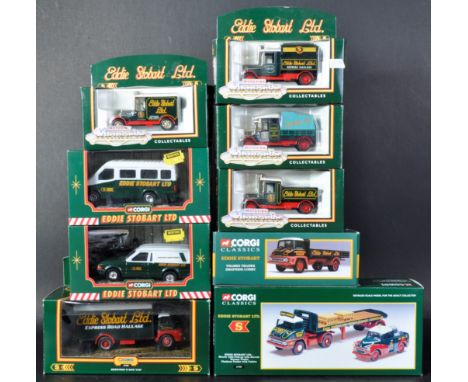 A collection of x9 assorted Corgi made Eddie Stobart diecast model cars, trucks and lorries. Examples to include; Thames Trad