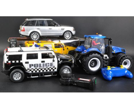 A collection of x4 assorted RC Radio Control model cars and other vehicles to include; Masito 1/16 New Holland Tractor, MZ To