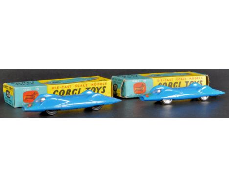 Two original vintage Corgi Toys made boxed diecast models No. 153 Proteus - Campbell - Bluebird Record Car. Blue, with plasti