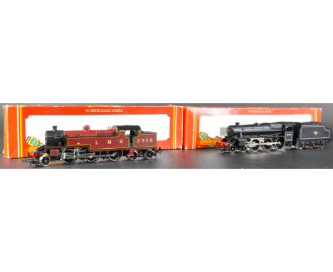 Two original vintage Hornby 00 gauge model railway trainset locomotive engines comprising R.055 LMS Class 4P 2-6-4 Tank loco 