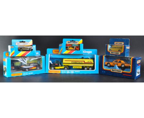 A collection of x6 assorted Matchbox / Matchbox Superkings diecast model cars and lorries comprising models No. K-86 VW Golf,