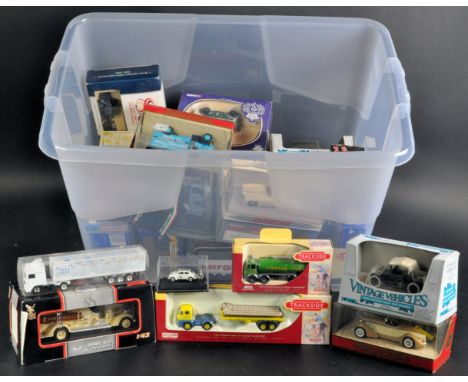 A large collection of assorted diecast model cars, trucks and lorries of various scales and makers to include; Lledo Days Gon