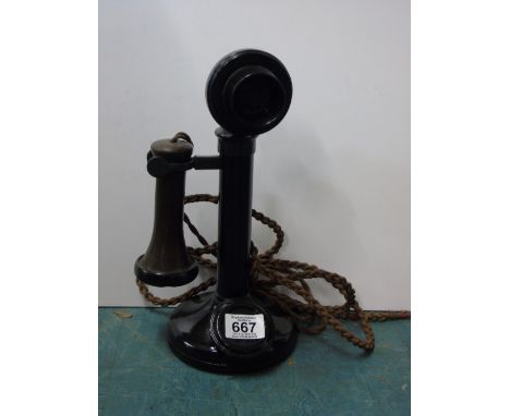 STICK TELEPHONE WITH BAKELITE HANDSET, UNTESTED