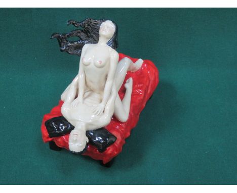 PEGGY DAVIES HANDPAINTED CERAMIC EROTIC FIGURE GROUP, MODELLED BY ANDY MOSS, APPROXIMATELY 22cm HIGH 