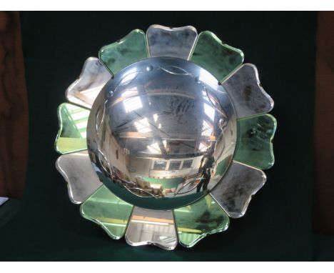 ART DECO TWO TONE FLORAL SHAPED WALL MIRROR