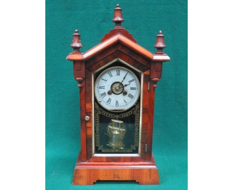JEROME & CO ANTIQUE WOODEN CASED AMERICAN MANTEL CLOCK 
