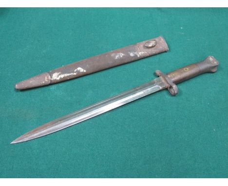 MILITARY WORLD WAR I BAYONET WITH SCABBARD STAMPED SANDERSON, SHEFFIELD 