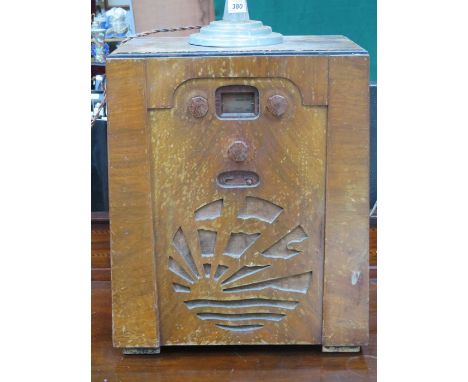 ART DECO STYLE WOODEN CASED RADIO 