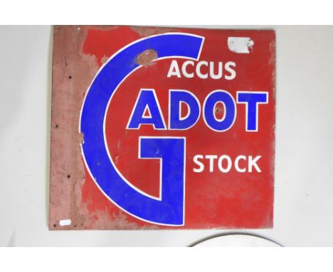 A vintage enamel advertising sign, 'Gadot', 48 x 53cm, together with a Capstan sign and a Lincolnshire Parcels Agent sign (3)