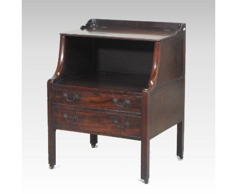 A George III mahogany Lancashire night commode, in the manner of Gillows, on square legs and brass castors, 61cm