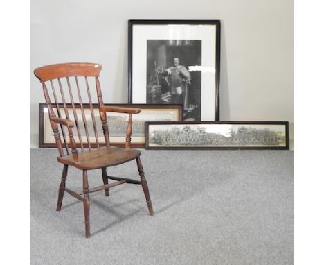 A military photograph, 20 x 106cm, together with another smaller, and a portrait of Edward VII, 'In remembrance of your vigil