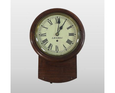 A Victorian walnut cased dial clock, the painted dial showing Roman numerals inscribed 'London', with a 30 hour fusee movemen