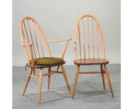 A set of six Ercol light elm dining chairs