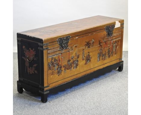 A Chinese polychrome painted trunk, 136cm