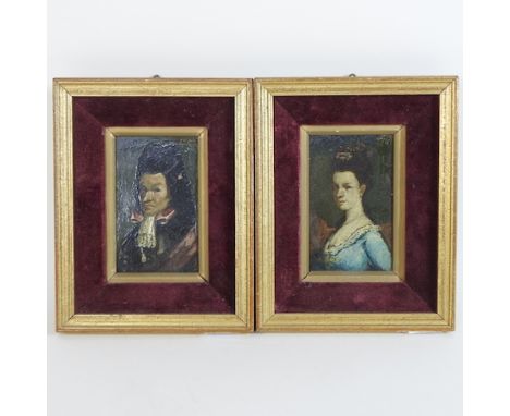 Continental School, late 18th century, portrait of a lady, together with another of a gentleman, a pair, oil on copper, 9 x 6