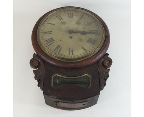 A 19th century mahogany drop dial wall clock, 51cm high