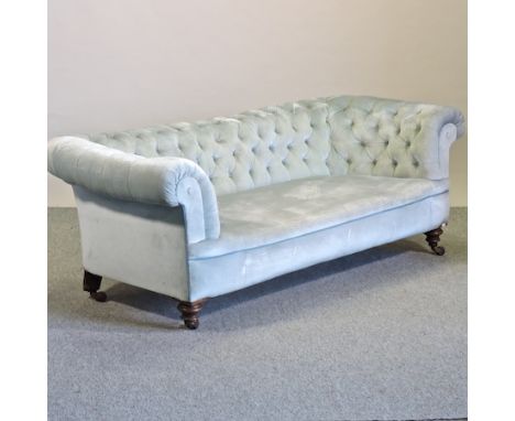 A Victorian button back chesterfield sofa, 202cm