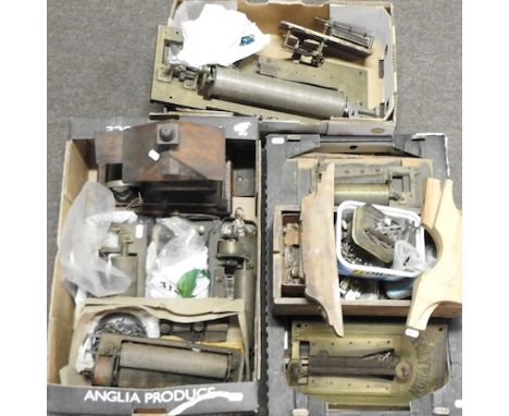 Three boxes of Swiss musical box parts, to include a Symphonium clock and a Polyphon