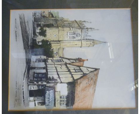 Cedric Dawe - 'Butler's Confectioners, at the function of Church Street and Market Square, Old Amersham'  print & body colour