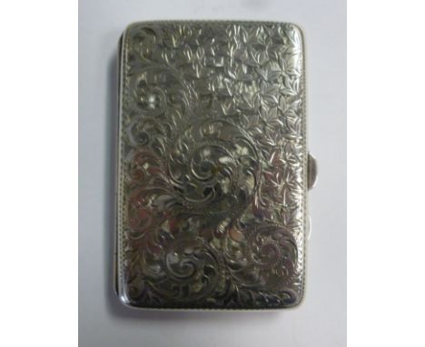 A late Victorian silver folding notelet case of rectangular form, on a button clasp, allover bright-cut engraved with flora a