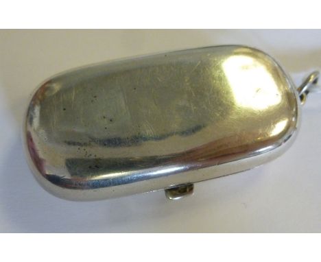 A silver, cushion shaped, folding, double sovereign case, on a pendant ring, enclosing two sprung clips  Ald  Birmingham 1914