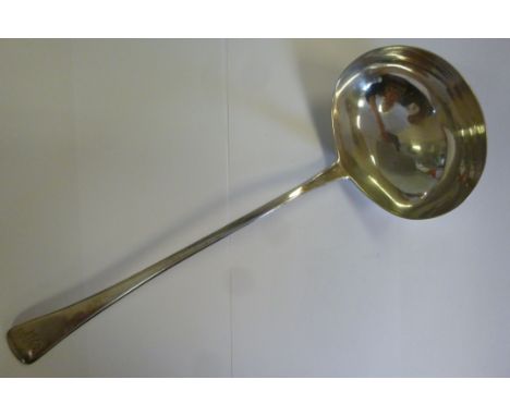 A George III silver Old English pattern soup ladle with an oval bowl  William Eley, William Fearn & William Chawner  London 1