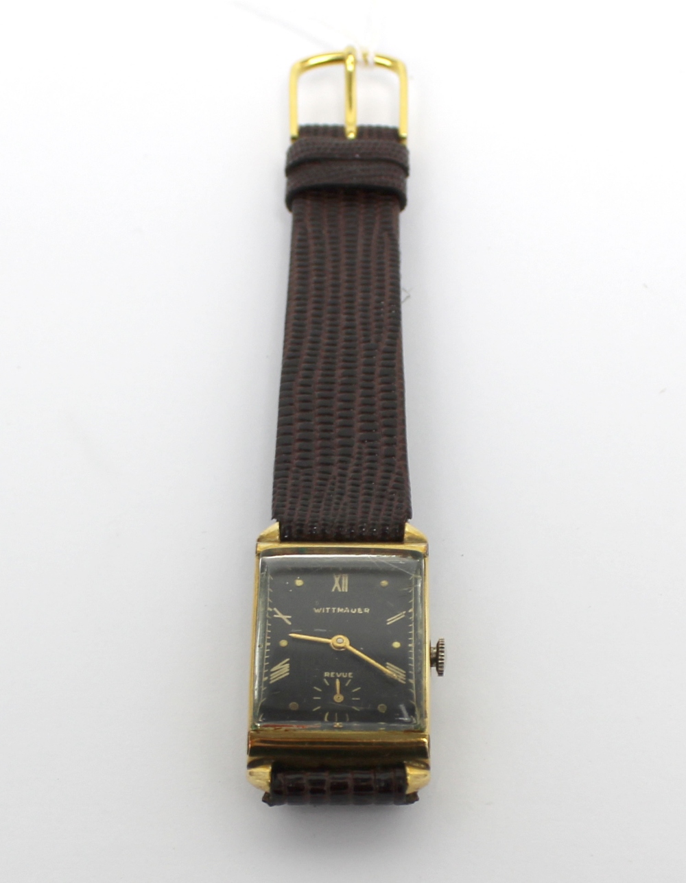 Wittnauer; a c1940s gentlemen's tank-style watch, gold filled case ...