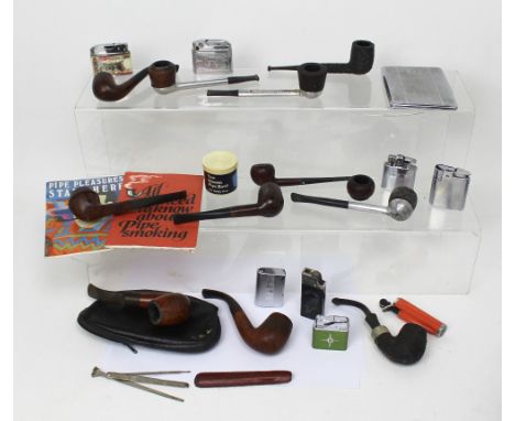 A collection of 20th century briar and Meerschaum pipes by Wingate, Peterson, Ronson etc, together with vintage cigarette lig