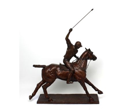 Gill Parker; a limited edition equestrian bronze sculpture 'Polo Offside Forehand', signed and dated '09, limited edition no.