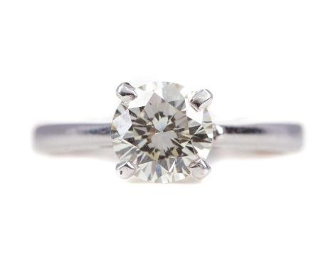 DIAMOND SOLITAIRE RING,the round brilliant cut diamond of approximately 1.15 carats, in eighteen carat white gold, size K 1/2