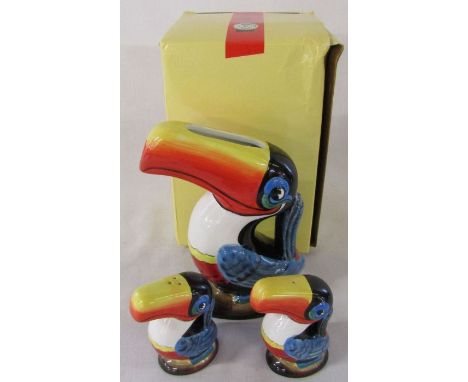 Guinness Toucan ceramic jug H 15.5 cm (boxed) together with salt and pepper pots