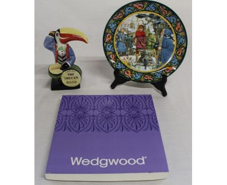 Carlton Ware toucan drummer &amp; boxed Wedgwood collectors plate "Arthur Draws the Sword from the Stone"