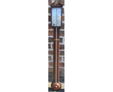 George III stick barometer by Francis Saltery &amp; Co. Holborn Hill, London with silvered dial &amp; parquetry inlay&nbsp;