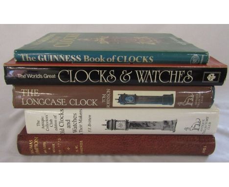 Selection of clock books inc signed limited edition Thomas Tompion his life and works by R W Symonds 77/350 signed and number