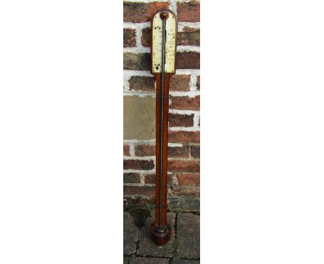 19th century rosewood stick barometer with ivory dials (lacking thermometer) H 90 cm