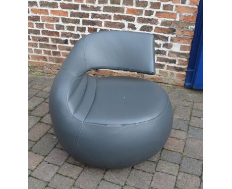 Modern grey leather pouffe chair