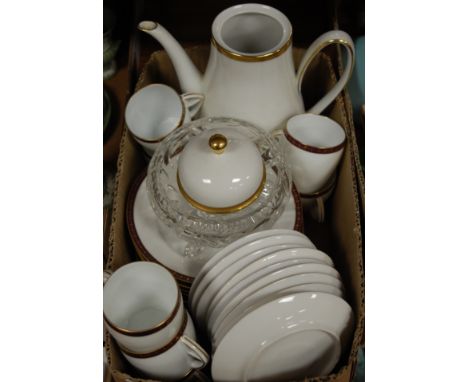 A mid 20th century continental porcelain part tea service together with a cut glass bowl