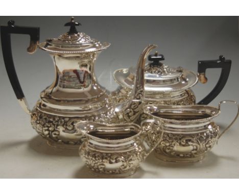 A Victorian style silver plated four piece tea / coffee service