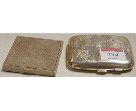 A mid-20th century ladies silver compact of square form, having all-over engine turned decoration, maker David Sutton & Sons,